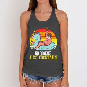 No Cookies Just Cocktails Santa Summer Christmas In July Xmas Women's Knotted Racerback Tank