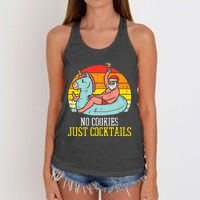 No Cookies Just Cocktails Santa Summer Christmas In July Xmas Women's Knotted Racerback Tank