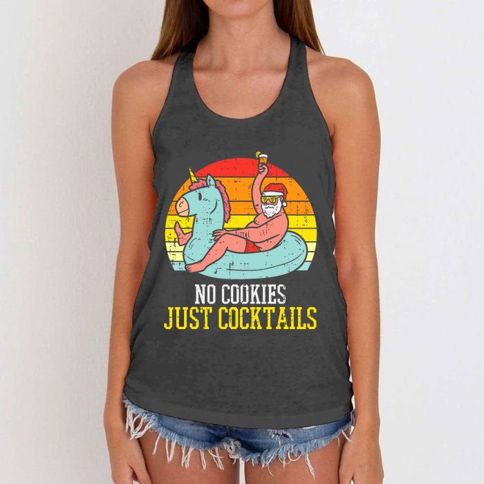 No Cookies Just Cocktails Santa Summer Christmas In July Xmas Women's Knotted Racerback Tank