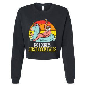 No Cookies Just Cocktails Santa Summer Christmas In July Xmas Cropped Pullover Crew