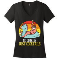 No Cookies Just Cocktails Santa Summer Christmas In July Xmas Women's V-Neck T-Shirt