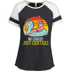 No Cookies Just Cocktails Santa Summer Christmas In July Xmas Enza Ladies Jersey Colorblock Tee