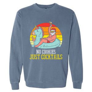 No Cookies Just Cocktails Santa Summer Christmas In July Xmas Garment-Dyed Sweatshirt