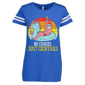 No Cookies Just Cocktails Santa Summer Christmas In July Xmas Enza Ladies Jersey Football T-Shirt