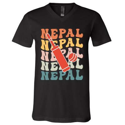 Nepal Cricket Jersey V-Neck T-Shirt