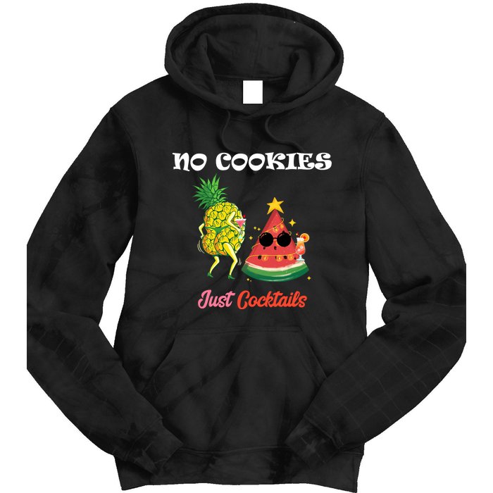 No Cookies Just Cocktails Summer Christmas In July Tie Dye Hoodie