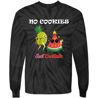 No Cookies Just Cocktails Summer Christmas In July Tie-Dye Long Sleeve Shirt