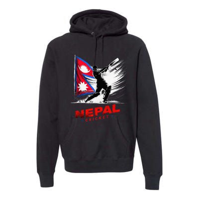 Nepal Cricket Jersey 2024 Cricket Flag Of Nepal Premium Hoodie