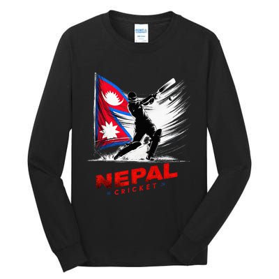 Nepal Cricket Jersey 2024 Cricket Flag Of Nepal Tall Long Sleeve T-Shirt