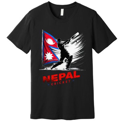 Nepal Cricket Jersey 2024 Cricket Flag Of Nepal Premium T-Shirt