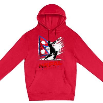 Nepal Cricket Jersey 2024 Cricket Flag Of Nepal Premium Pullover Hoodie