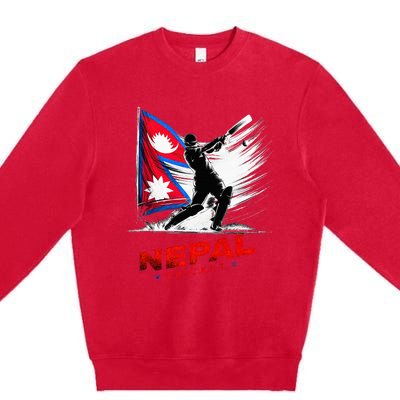 Nepal Cricket Jersey 2024 Cricket Flag Of Nepal Premium Crewneck Sweatshirt