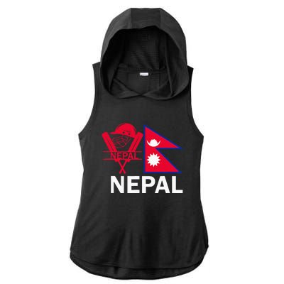 Nepal Cricket Jersey 2024 Team Flag Nepal Cricket Ladies PosiCharge Tri-Blend Wicking Draft Hoodie Tank