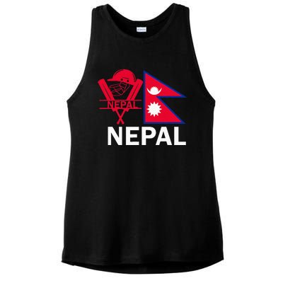 Nepal Cricket Jersey 2024 Team Flag Nepal Cricket Ladies PosiCharge Tri-Blend Wicking Tank