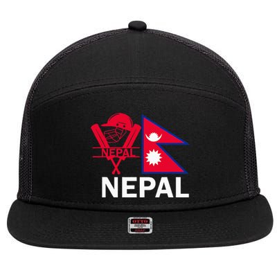 Nepal Cricket Jersey 2024 Team Flag Nepal Cricket 7 Panel Mesh Trucker Snapback Hat