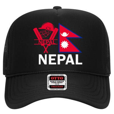 Nepal Cricket Jersey 2024 Team Flag Nepal Cricket High Crown Mesh Back Trucker Hat