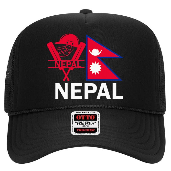 Nepal Cricket Jersey 2024 Team Flag Nepal Cricket High Crown Mesh Back Trucker Hat