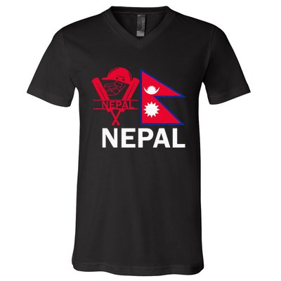 Nepal Cricket Jersey 2024 Team Flag Nepal Cricket V-Neck T-Shirt