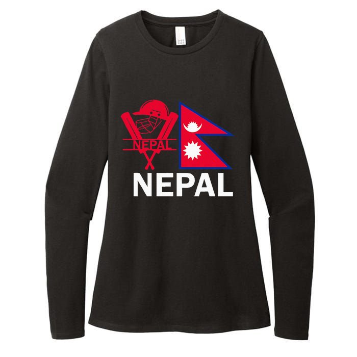 Nepal Cricket Jersey 2024 Team Flag Nepal Cricket Womens CVC Long Sleeve Shirt