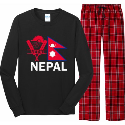 Nepal Cricket Jersey 2024 Team Flag Nepal Cricket Long Sleeve Pajama Set