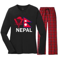 Nepal Cricket Jersey 2024 Team Flag Nepal Cricket Women's Long Sleeve Flannel Pajama Set 