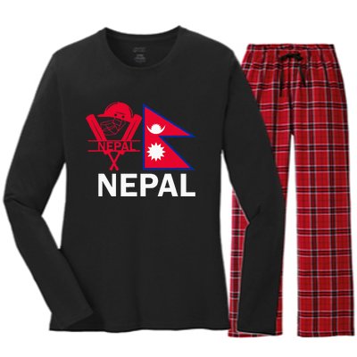 Nepal Cricket Jersey 2024 Team Flag Nepal Cricket Women's Long Sleeve Flannel Pajama Set 