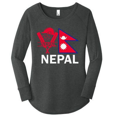 Nepal Cricket Jersey 2024 Team Flag Nepal Cricket Women's Perfect Tri Tunic Long Sleeve Shirt