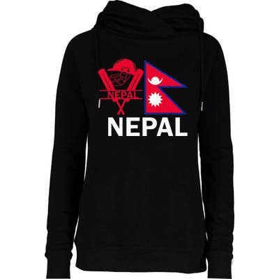 Nepal Cricket Jersey 2024 Team Flag Nepal Cricket Womens Funnel Neck Pullover Hood