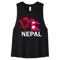 Nepal Cricket Jersey 2024 Team Flag Nepal Cricket Women's Racerback Cropped Tank