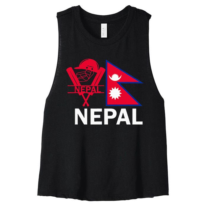 Nepal Cricket Jersey 2024 Team Flag Nepal Cricket Women's Racerback Cropped Tank