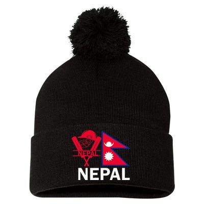 Nepal Cricket Jersey 2024 Team Flag Nepal Cricket Pom Pom 12in Knit Beanie