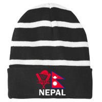 Nepal Cricket Jersey 2024 Team Flag Nepal Cricket Striped Beanie with Solid Band