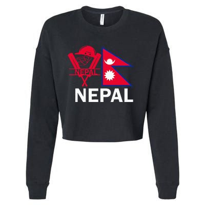 Nepal Cricket Jersey 2024 Team Flag Nepal Cricket Cropped Pullover Crew