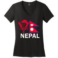 Nepal Cricket Jersey 2024 Team Flag Nepal Cricket Women's V-Neck T-Shirt