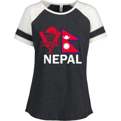 Nepal Cricket Jersey 2024 Team Flag Nepal Cricket Enza Ladies Jersey Colorblock Tee