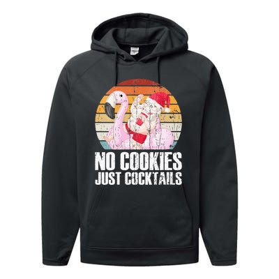 No Cookies Just Cocktails Funny Christmas In July Performance Fleece Hoodie