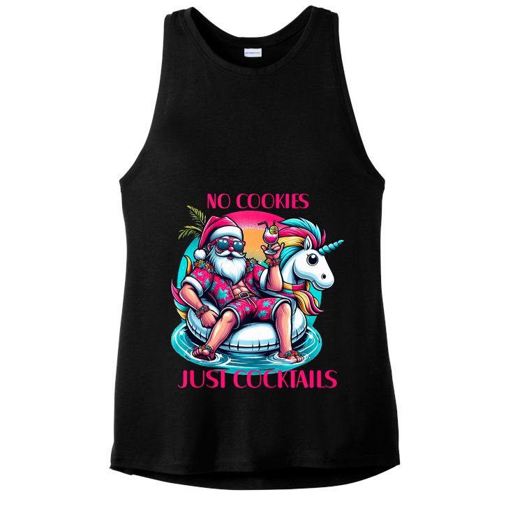 No Cookies Just Cocktails Funny Christmas In July Summer Tank Top Ladies PosiCharge Tri-Blend Wicking Tank
