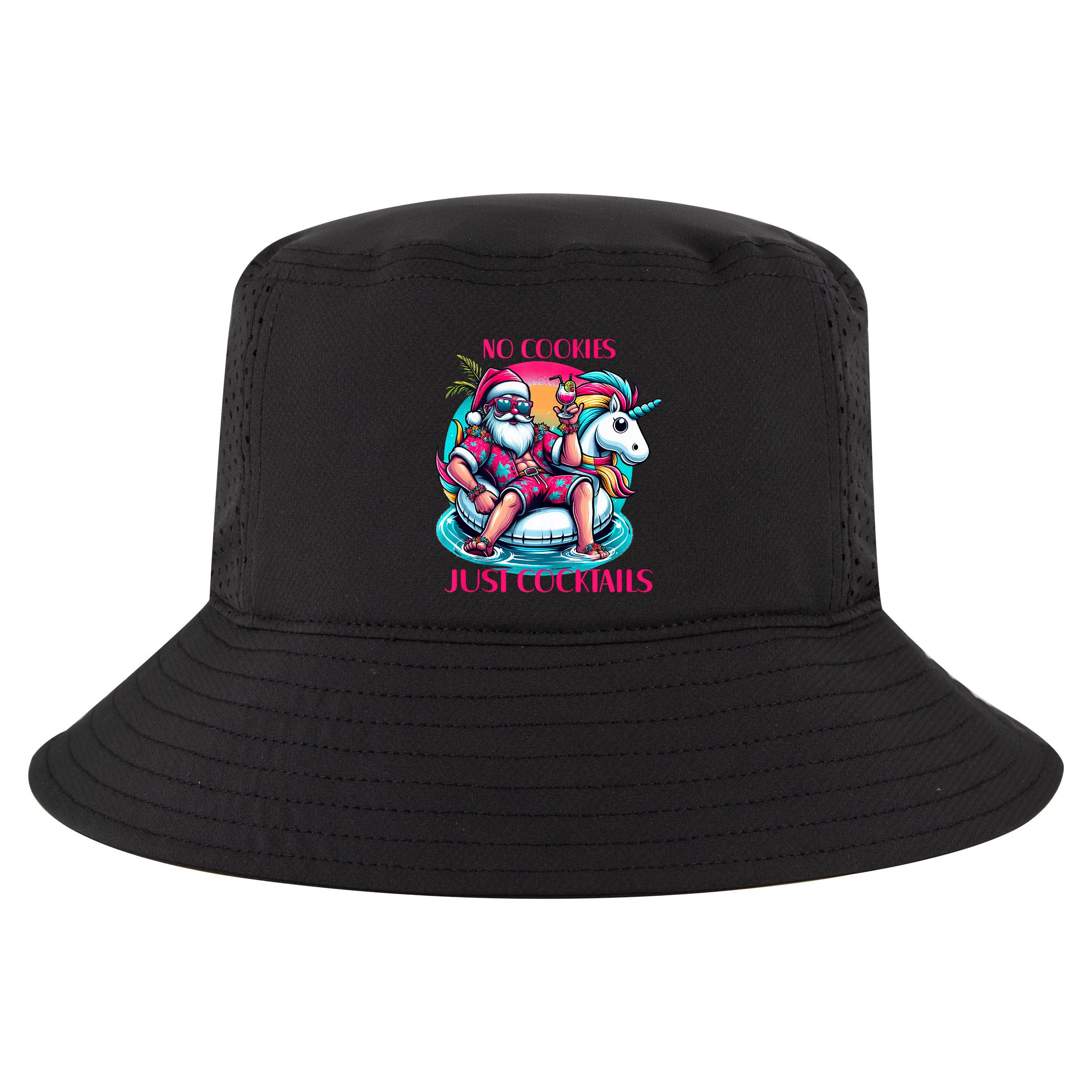 No Cookies Just Cocktails Funny Christmas In July Summer Tank Top Cool Comfort Performance Bucket Hat