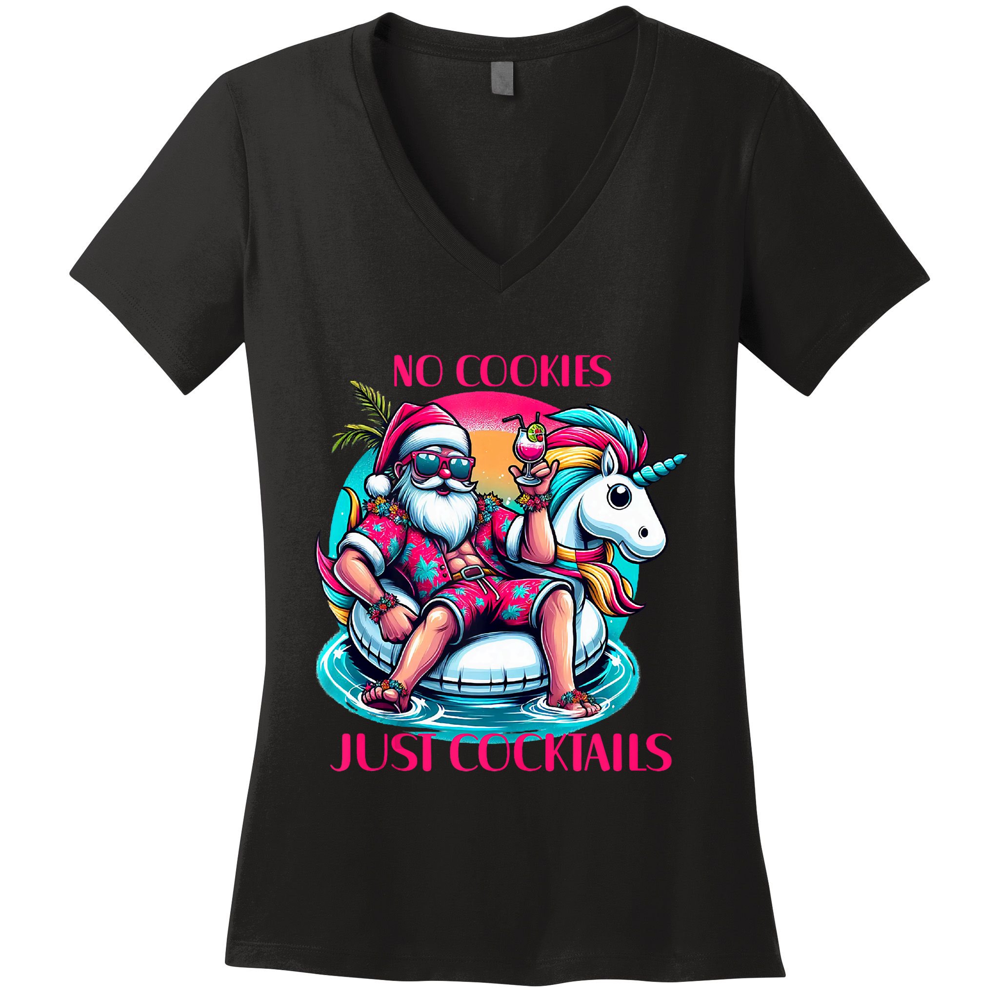 No Cookies Just Cocktails Funny Christmas In July Summer Tank Top Women's V-Neck T-Shirt