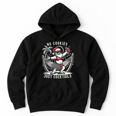 No Cookies Just Cocktails Christmas In July Funny Santa Hoodie