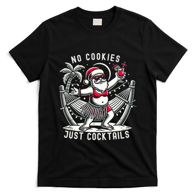 No Cookies Just Cocktails Christmas In July Funny Santa T-Shirt