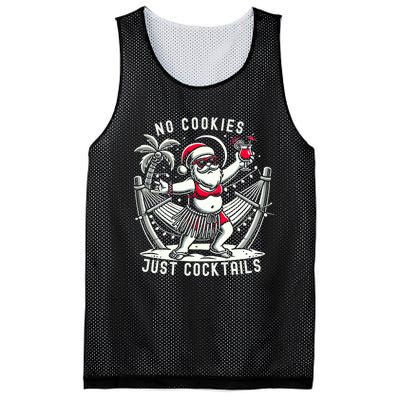 No Cookies Just Cocktails Christmas In July Funny Santa Mesh Reversible Basketball Jersey Tank