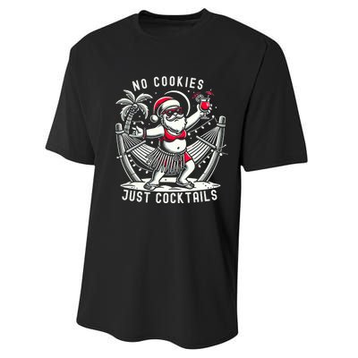 No Cookies Just Cocktails Christmas In July Funny Santa Performance Sprint T-Shirt