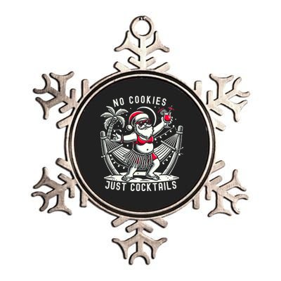 No Cookies Just Cocktails Christmas In July Funny Santa Metallic Star Ornament