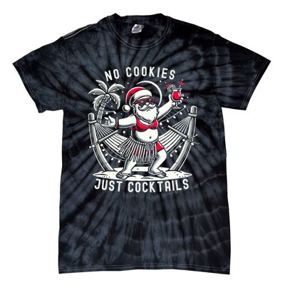 No Cookies Just Cocktails Christmas In July Funny Santa Tie-Dye T-Shirt