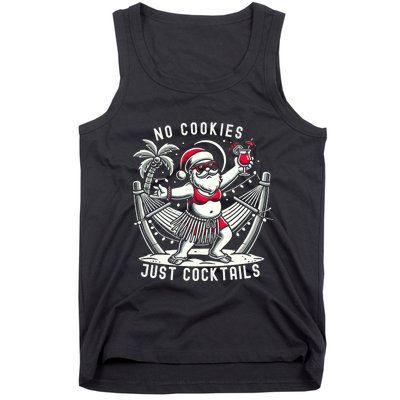 No Cookies Just Cocktails Christmas In July Funny Santa Tank Top