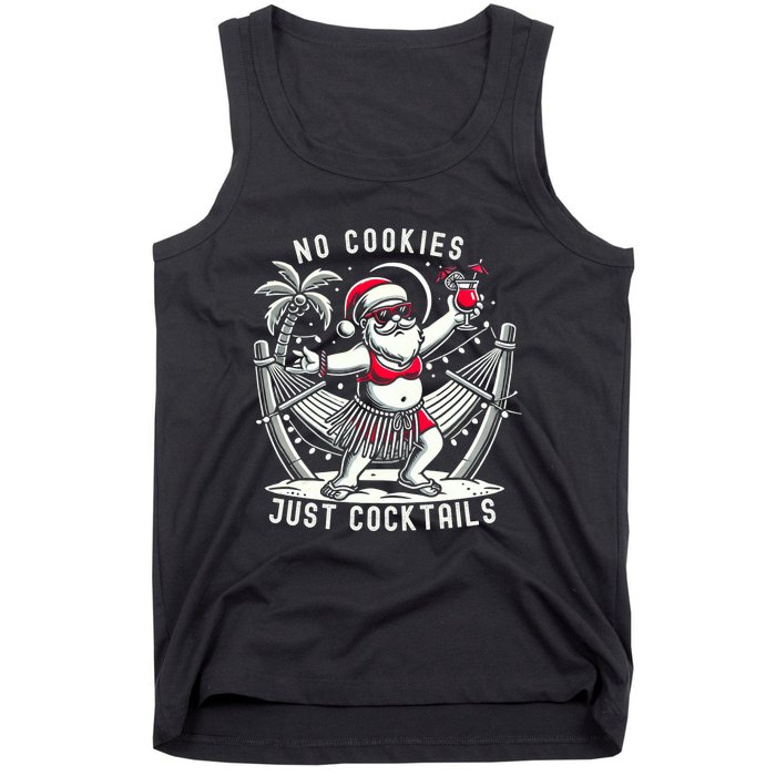 No Cookies Just Cocktails Christmas In July Funny Santa Tank Top