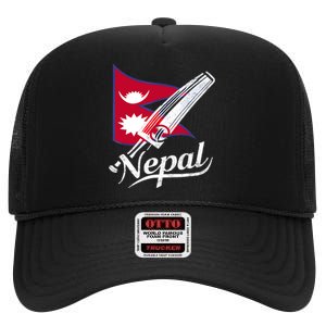 Nepal Cricket Jersey 2024 Cricket Flag Of Nepal High Crown Mesh Back Trucker Hat