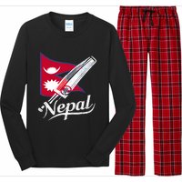 Nepal Cricket Jersey 2024 Cricket Flag Of Nepal Long Sleeve Pajama Set