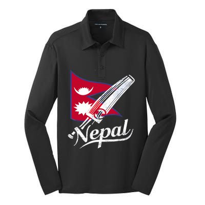 Nepal Cricket Jersey 2024 Cricket Flag Of Nepal Silk Touch Performance Long Sleeve Polo